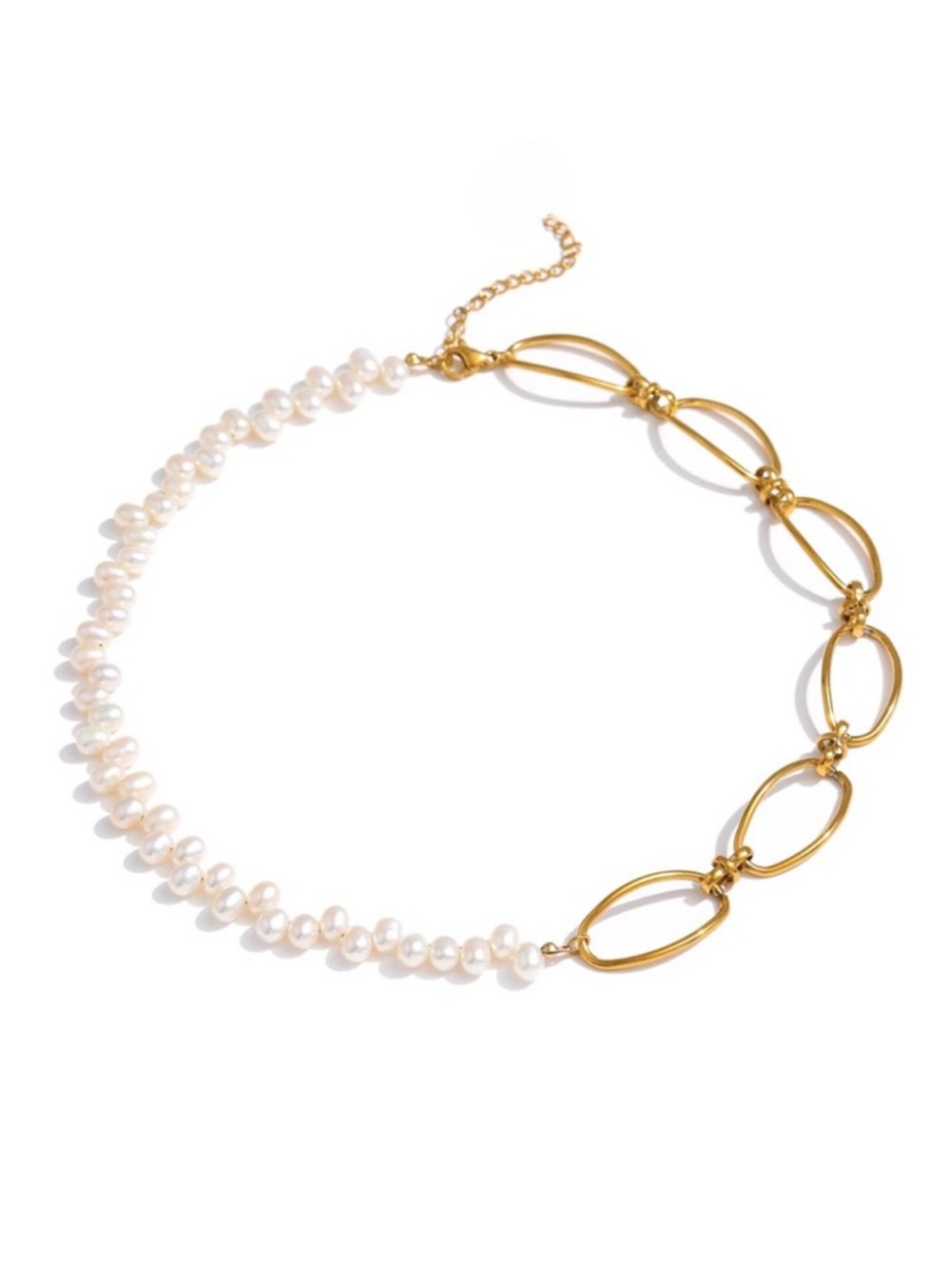 Gold Link and Pearl Necklace